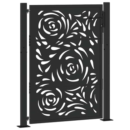 Cancello da giardino nero 100x125 cm in acciaio con design a fiamma | homemem39