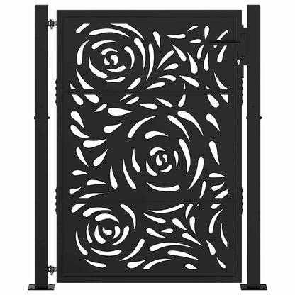 Cancello da giardino nero 100x125 cm in acciaio con design a fiamma | homemem39