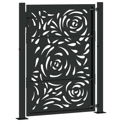 Cancello da giardino nero 100x125 cm in acciaio con design a fiamma | homemem39