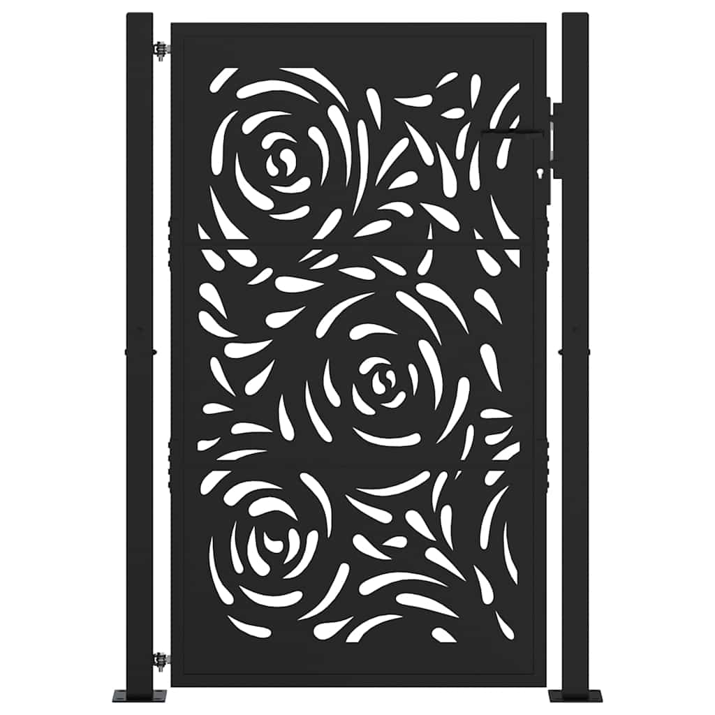 Cancello da giardino nero 100x150 cm in acciaio con design a fiamma | homemem39