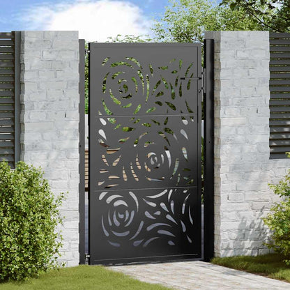 Cancello da giardino nero 100x150 cm in acciaio con design a fiamma | homemem39