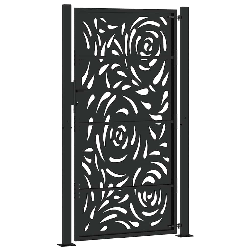 Cancello da giardino nero 100x175 cm in acciaio con design a fiamma | homemem39