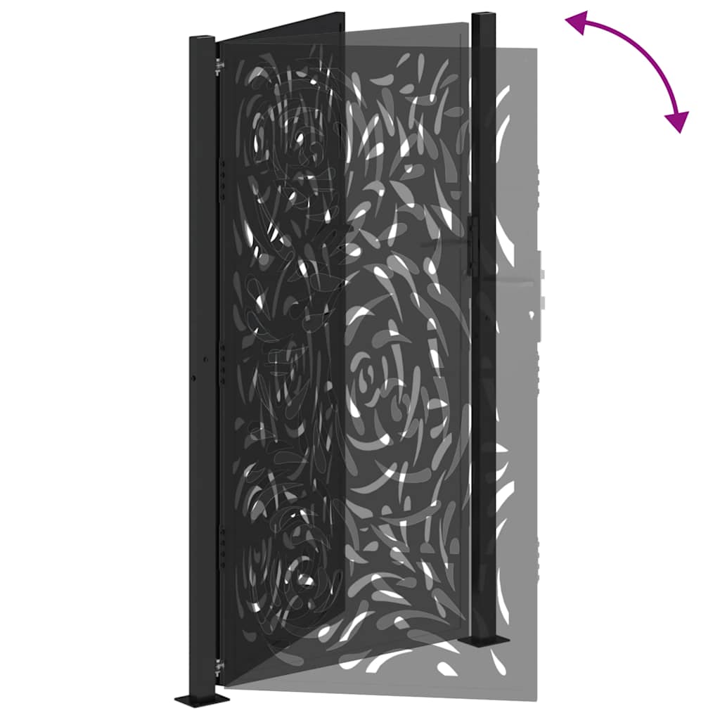 Cancello da giardino nero 100x175 cm in acciaio con design a fiamma | homemem39