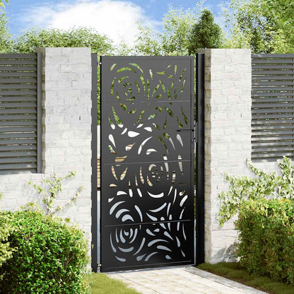Cancello da giardino nero 100x175 cm in acciaio con design a fiamma | homemem39