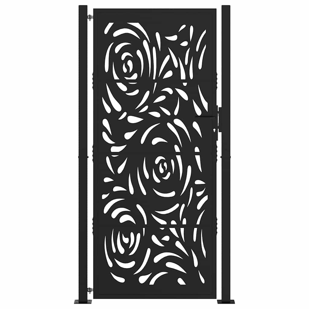 Cancello da giardino nero 100x200 cm in acciaio design fiamma | homemem39
