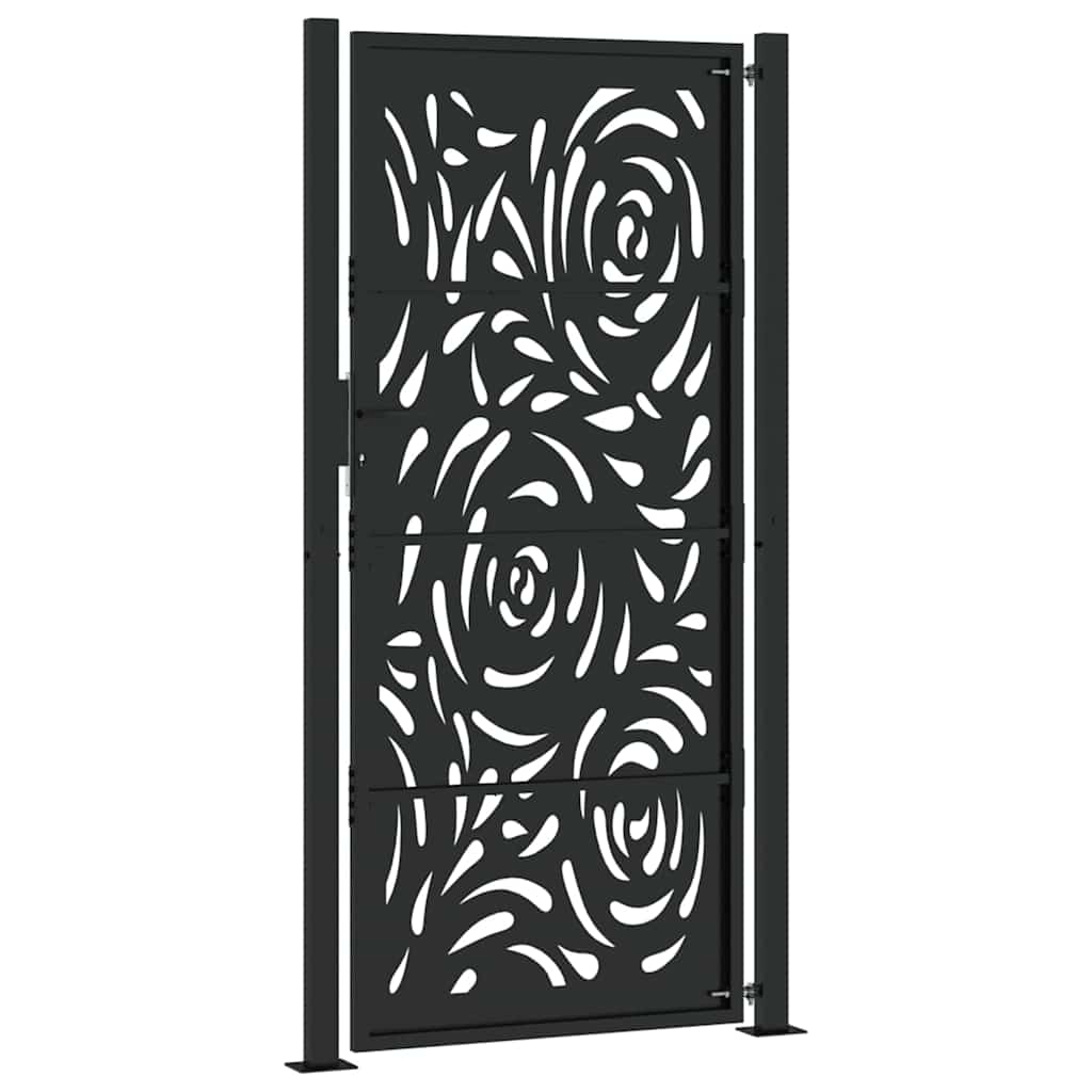 Cancello da giardino nero 100x200 cm in acciaio design fiamma | homemem39