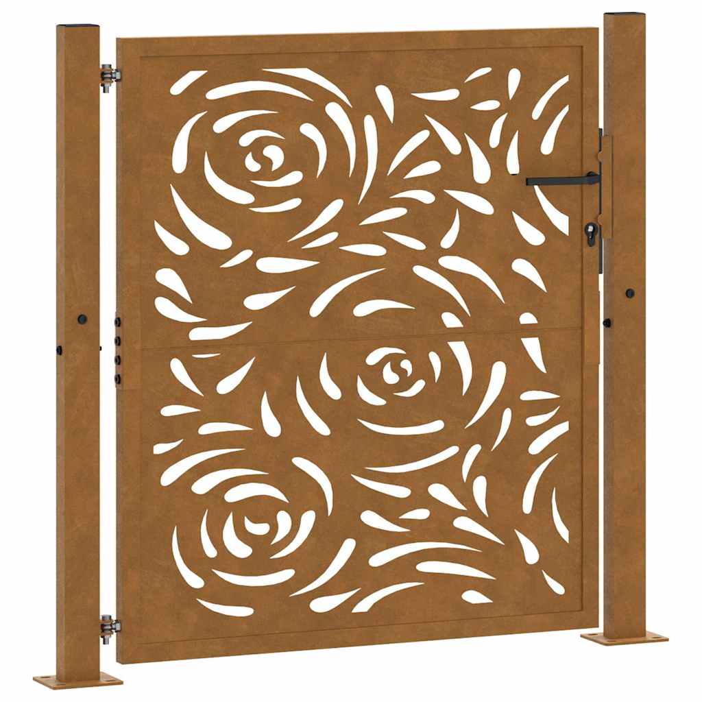 Cancello da giardino 100x100 cm in acciaio corten con design a fiamma | homemem39