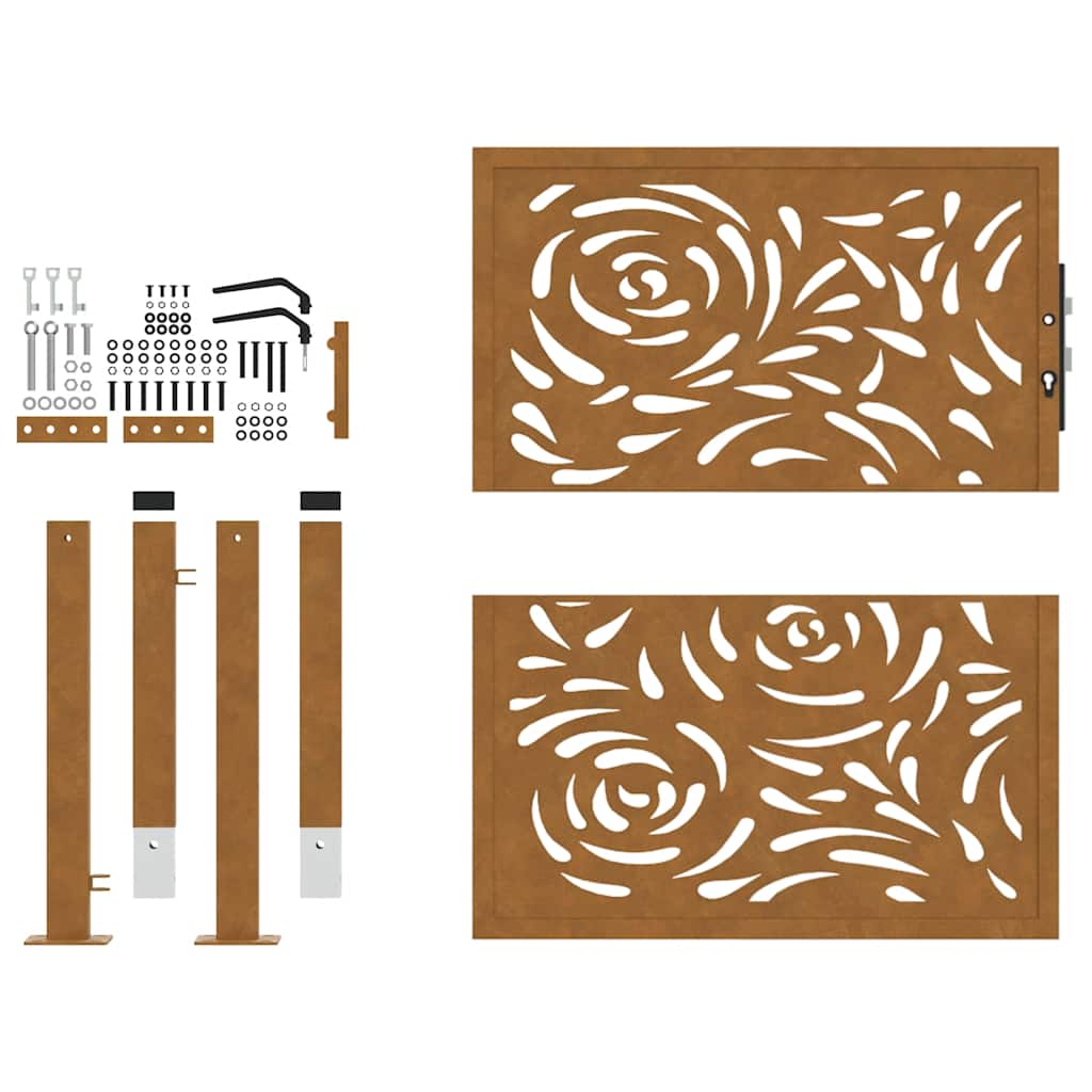Cancello da giardino 100x100 cm in acciaio corten con design a fiamma | homemem39