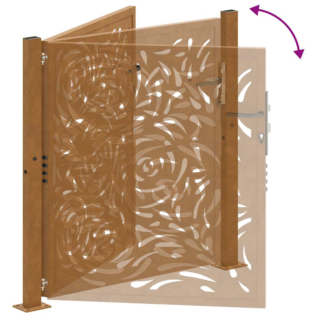 Cancello da giardino 100x100 cm in acciaio corten con design a fiamma | homemem39