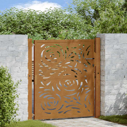 Cancello da giardino 100x100 cm in acciaio corten con design a fiamma | homemem39