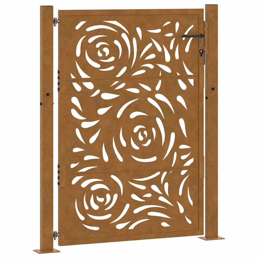Cancello da giardino 100x125 cm in acciaio corten con design a fiamma | homemem39