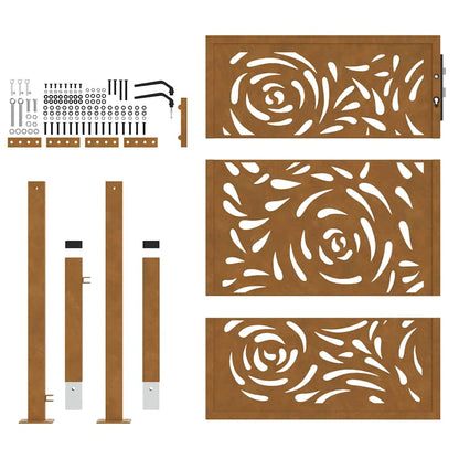 Cancello da giardino 100x125 cm in acciaio corten con design a fiamma | homemem39