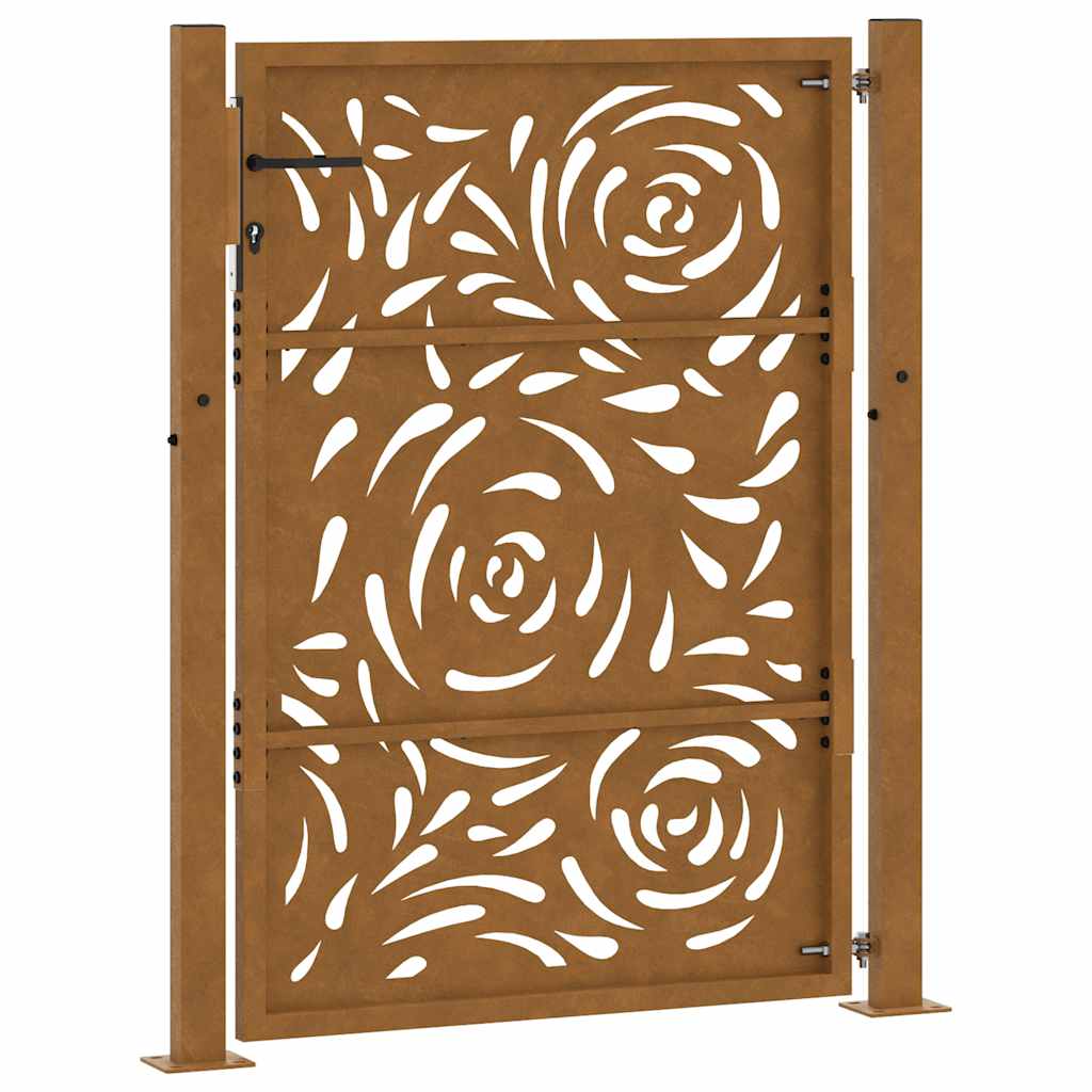Cancello da giardino 100x125 cm in acciaio corten con design a fiamma | homemem39