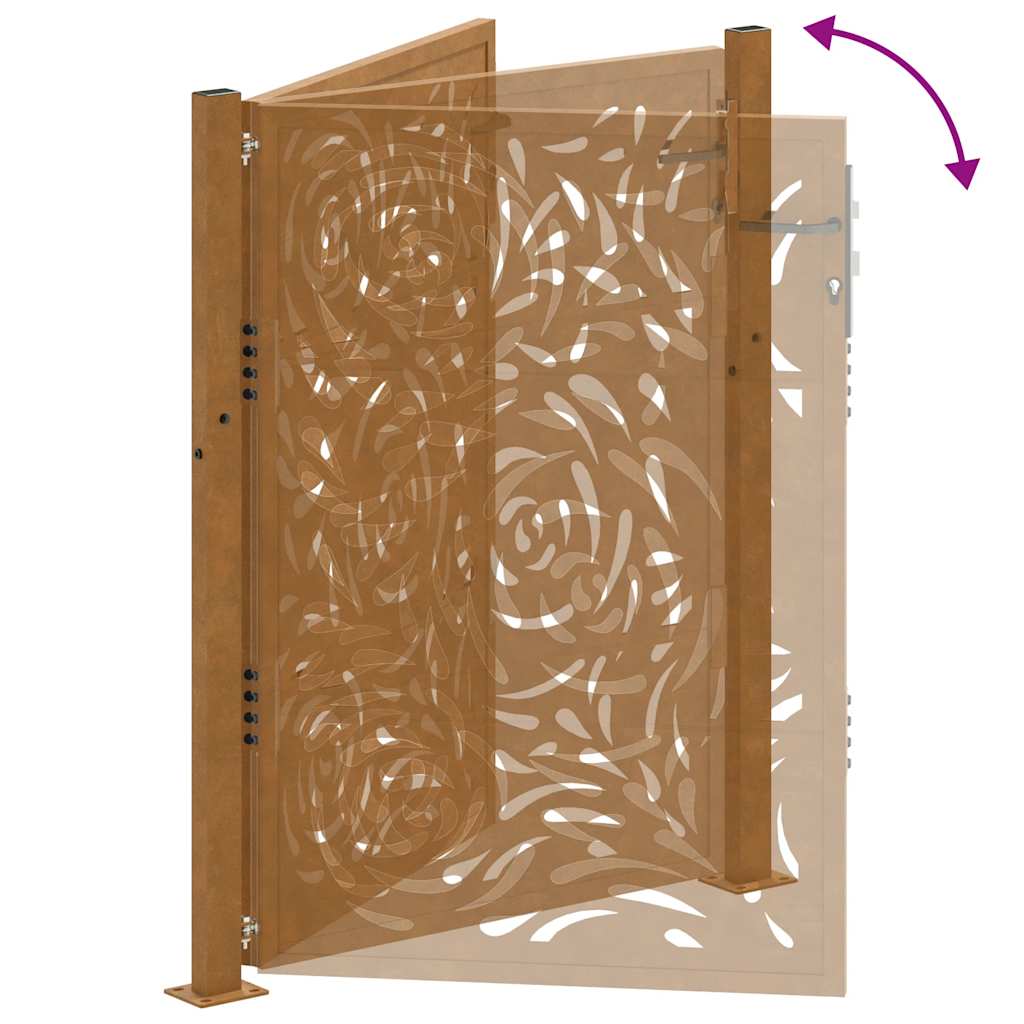 Cancello da giardino 100x125 cm in acciaio corten con design a fiamma | homemem39