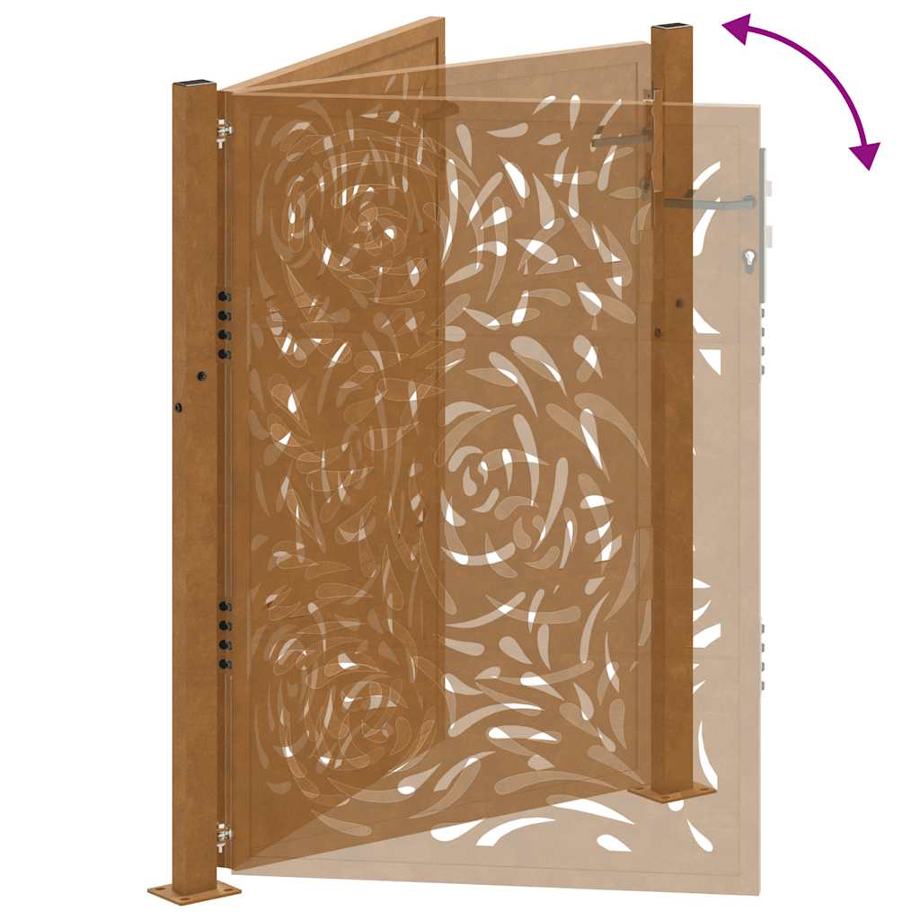Cancello da giardino 100x150 cm in acciaio corten con design a fiamma | homemem39