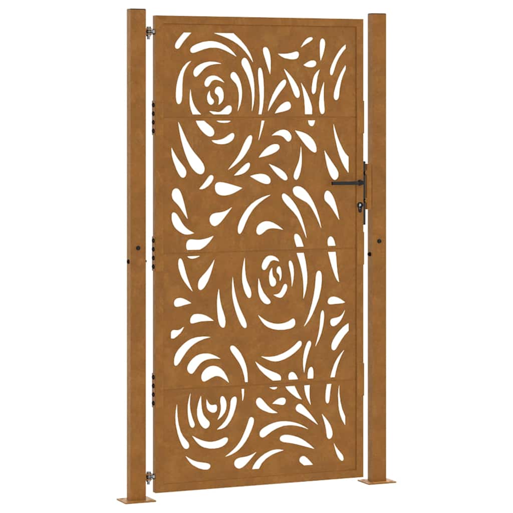 Cancello da giardino 100x175 cm in acciaio corten con design a fiamma | homemem39