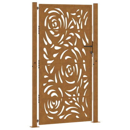 Cancello da giardino 100x175 cm in acciaio corten con design a fiamma | homemem39