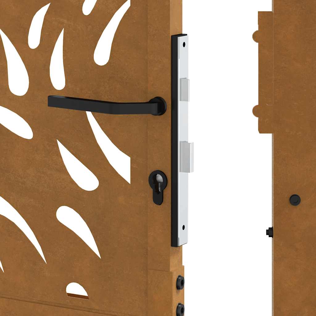 Cancello da giardino 100x175 cm in acciaio corten con design a fiamma | homemem39