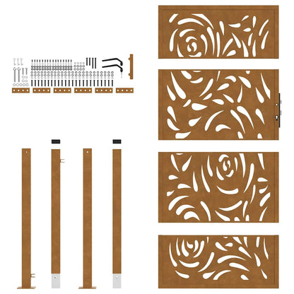 Cancello da giardino 100x200 cm in acciaio corten con design a fiamma | homemem39