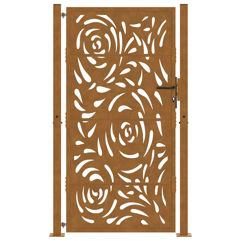 Cancello da giardino 100x200 cm in acciaio corten con design a fiamma | homemem39
