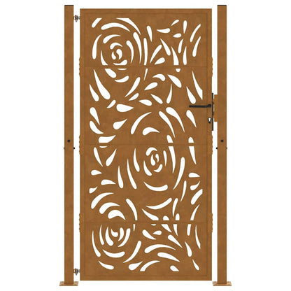 Cancello da giardino 100x200 cm in acciaio corten con design a fiamma | homemem39