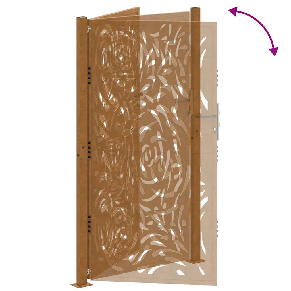 Cancello da giardino 100x200 cm in acciaio corten con design a fiamma | homemem39