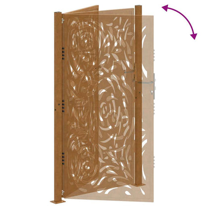 Cancello da giardino 100x200 cm in acciaio corten con design a fiamma | homemem39