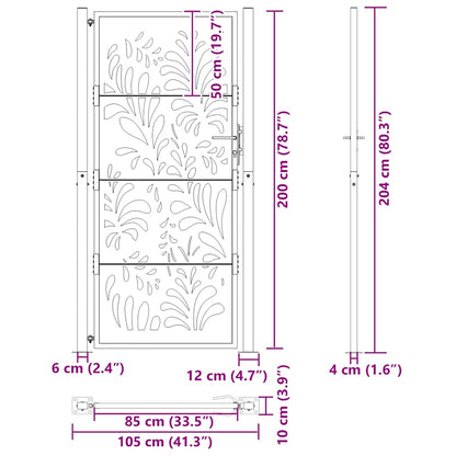 Cancello da giardino 100x200 cm in acciaio corten con design a fiamma | homemem39
