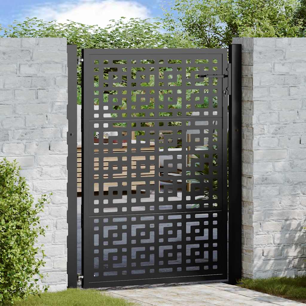 Cancello da giardino nero 100x125 cm in acciaio con design a croce | homemem39