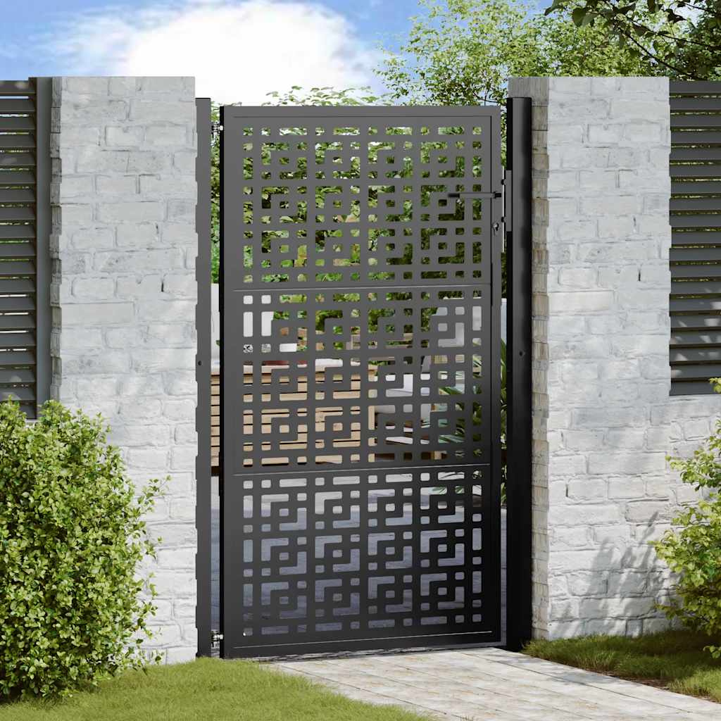 Cancello da giardino nero 100x150 cm in acciaio con design a croce | homemem39