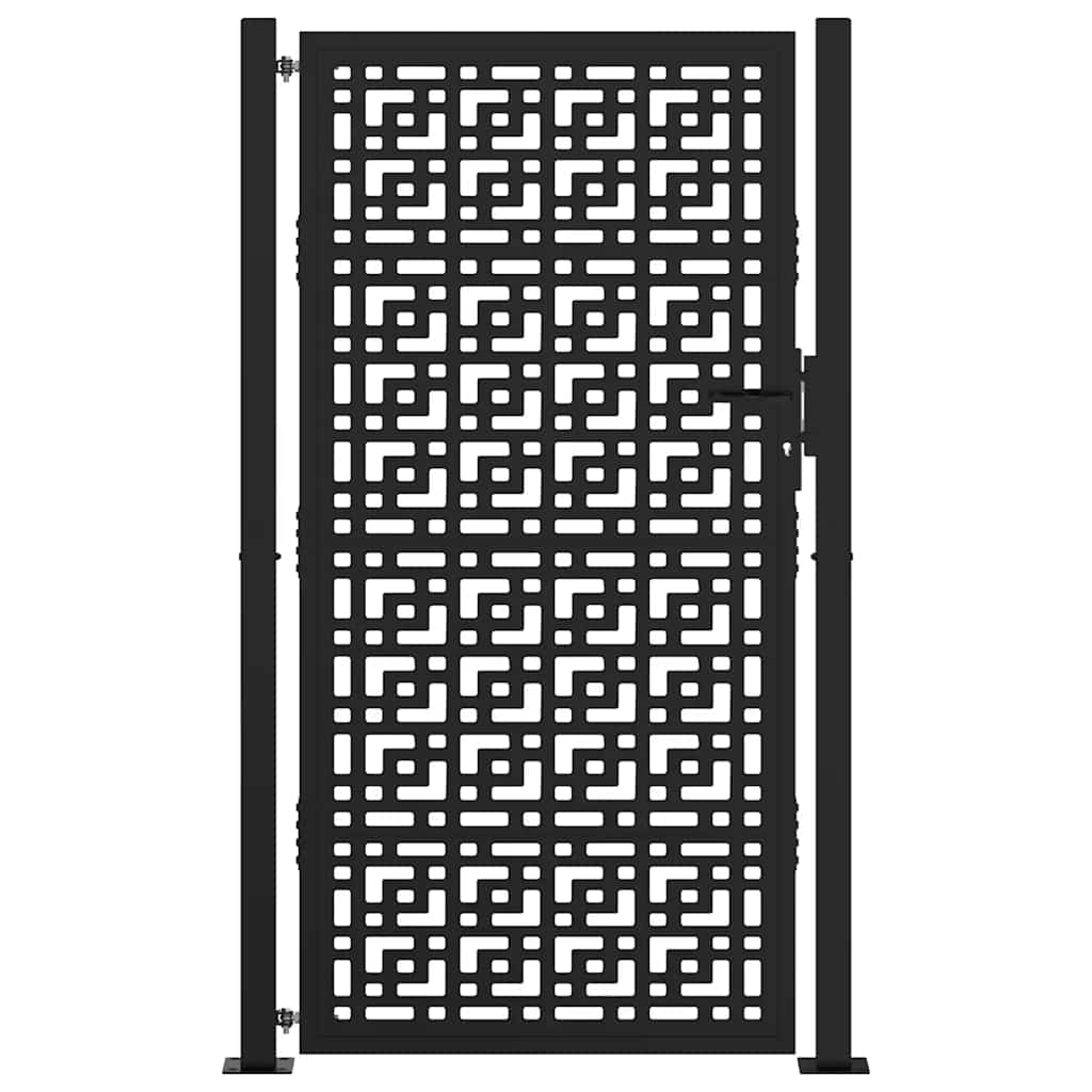 Cancello da giardino nero 100x175 cm in acciaio con design a croce | homemem39