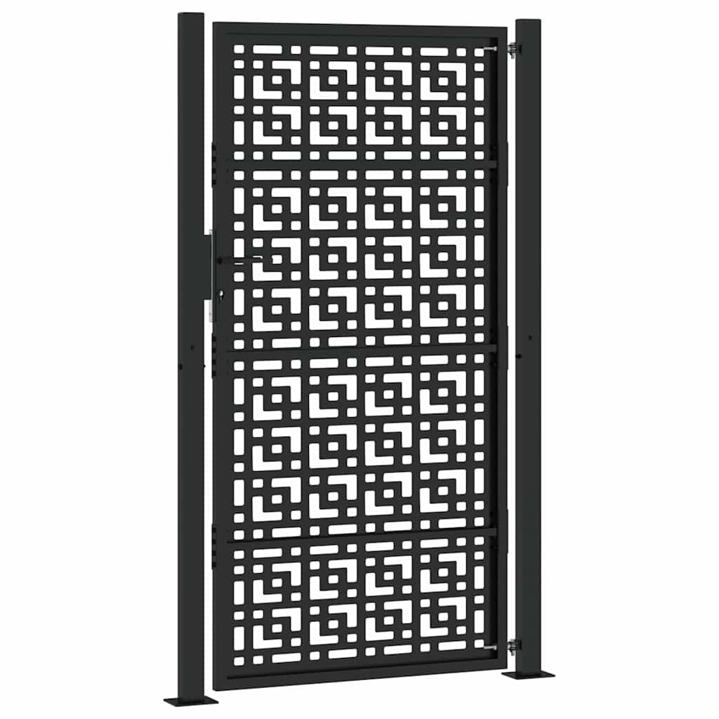 Cancello da giardino nero 100x175 cm in acciaio con design a croce | homemem39