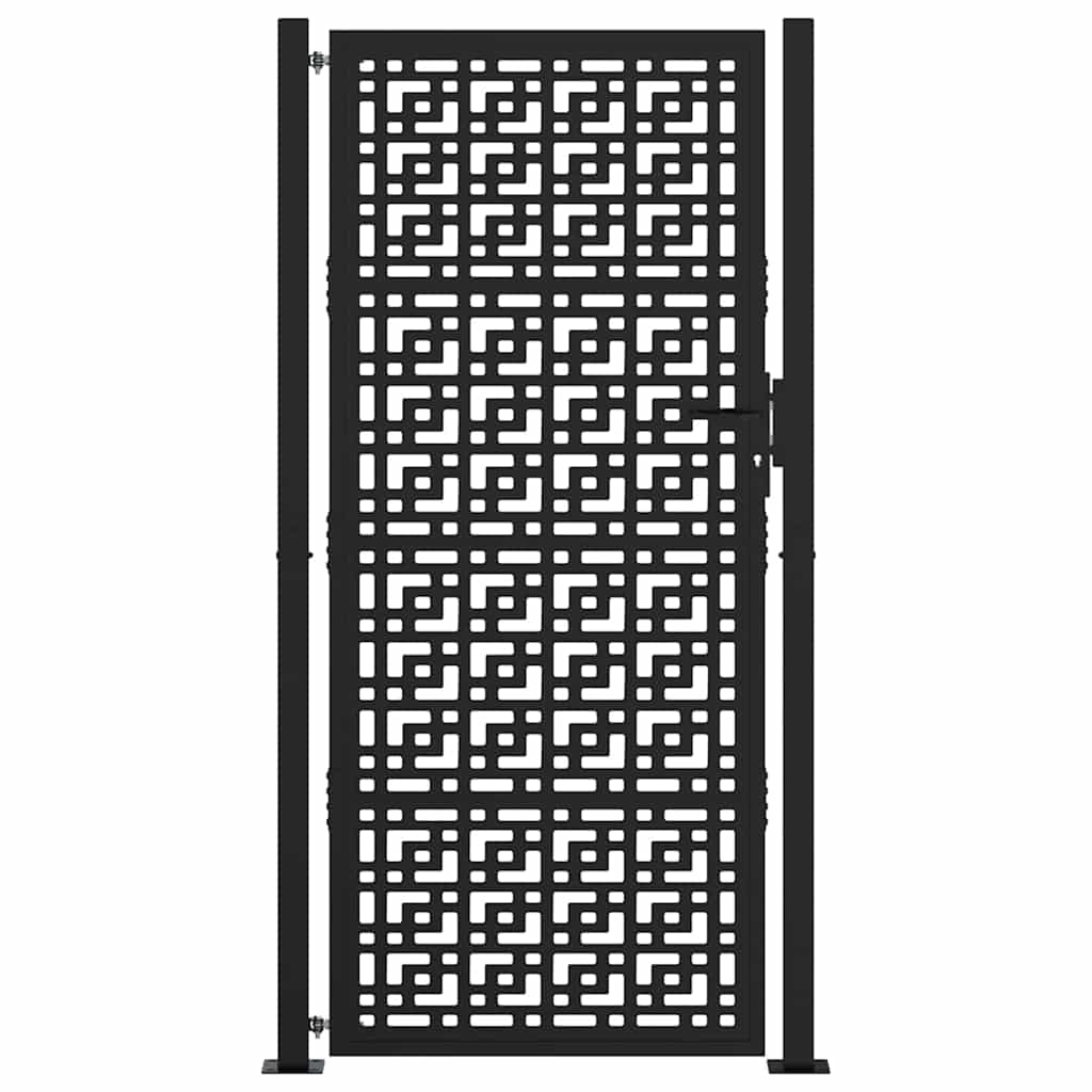 Cancello da giardino nero 100x200 cm in acciaio con design a croce | homemem39