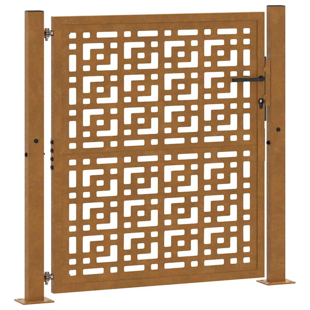 Cancello da giardino 100x100 cm in acciaio corten con design a croce | homemem39