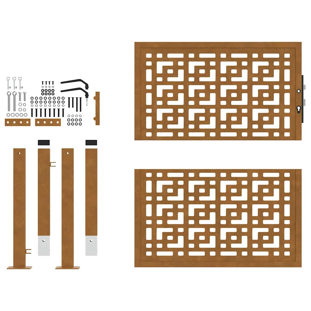 Cancello da giardino 100x100 cm in acciaio corten con design a croce | homemem39