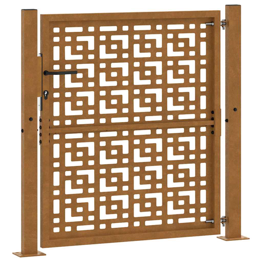 Cancello da giardino 100x100 cm in acciaio corten con design a croce | homemem39