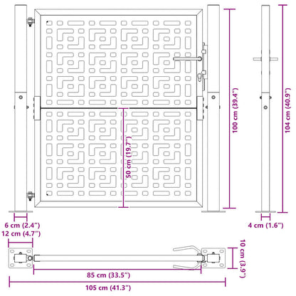 Cancello da giardino 100x100 cm in acciaio corten con design a croce | homemem39