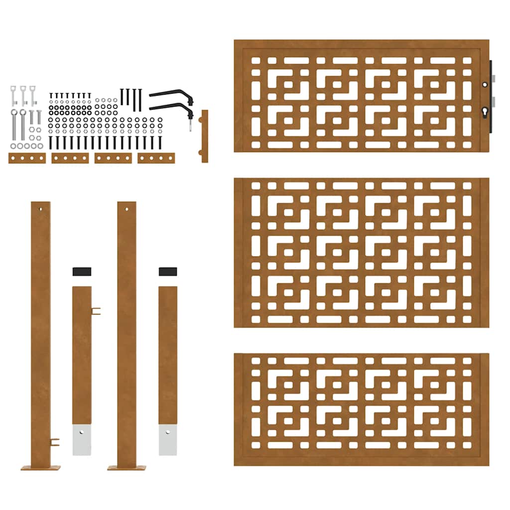 Cancello da giardino 100x125 cm in acciaio corten con design a croce | homemem39