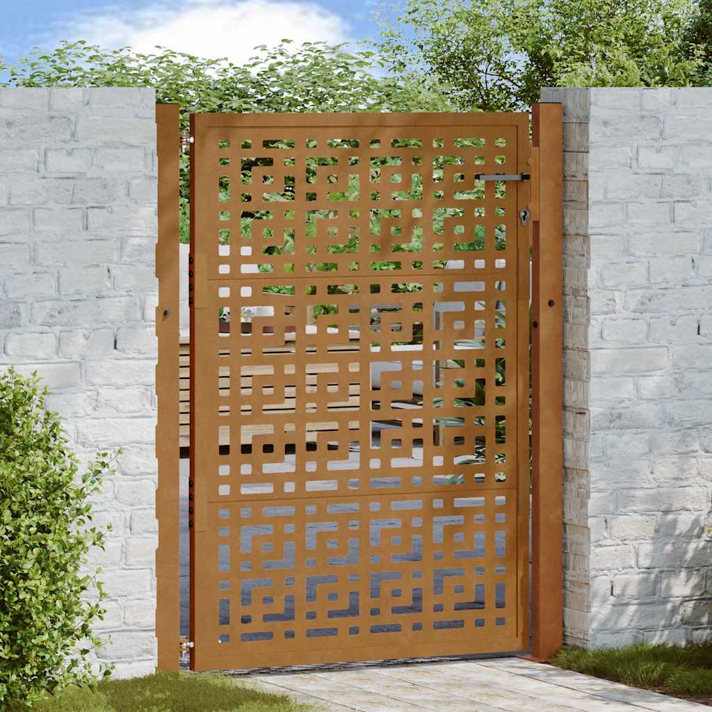 Cancello da giardino 100x125 cm in acciaio corten con design a croce