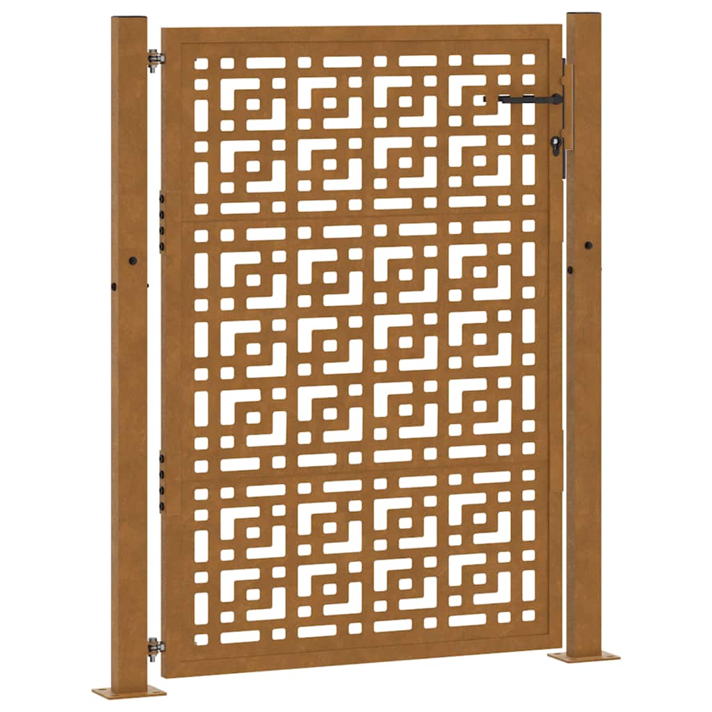 Cancello da giardino 100x150 cm in acciaio corten con design a croce | homemem39