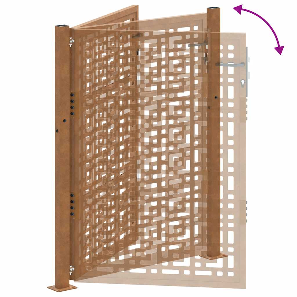 Cancello da giardino 100x150 cm in acciaio corten con design a croce | homemem39