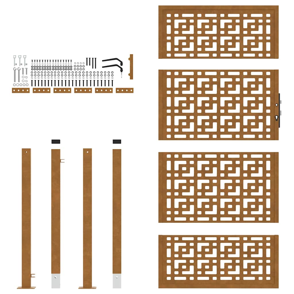 Cancello da giardino 100x200 cm in acciaio corten con design a croce | homemem39