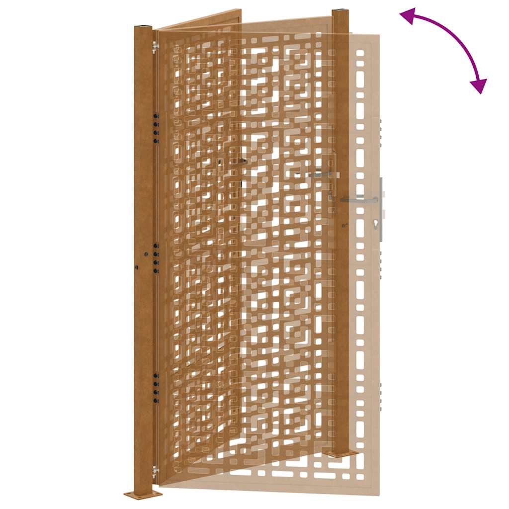 Cancello da giardino 100x200 cm in acciaio corten con design a croce | homemem39