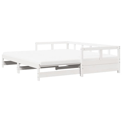 Divano Letto con Rotelle e Materasso Bianco 90x200cm Legno Pino | homemem39
