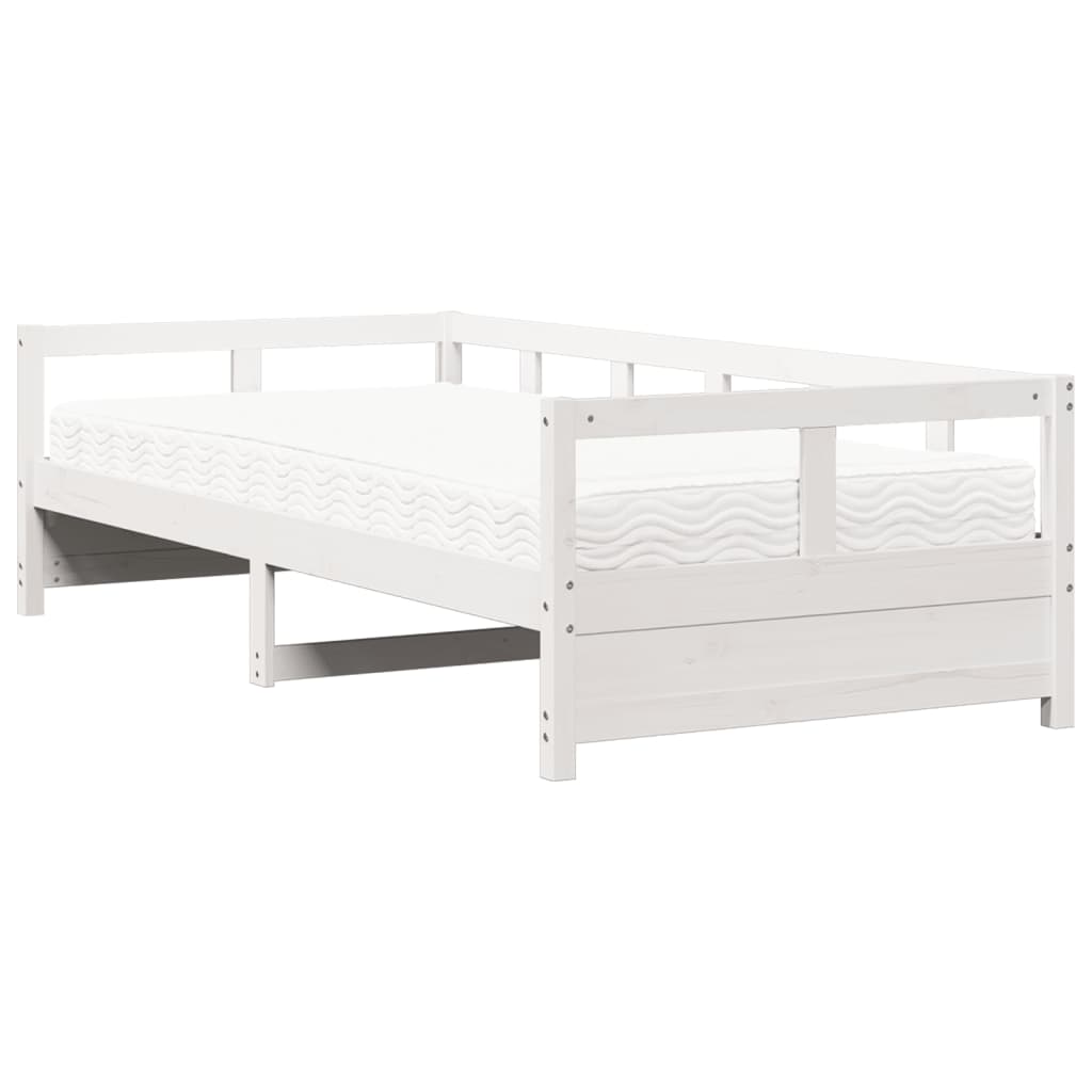 Dormeuse con Materasso Bianca 80x200 cm Legno Massello di Pino