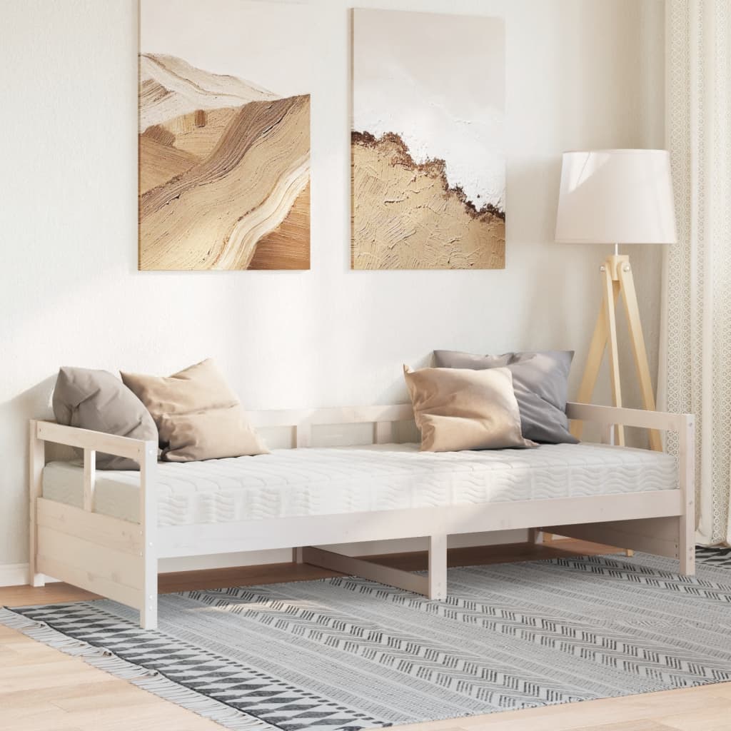 Dormeuse con Materasso Bianca 80x200 cm Legno Massello di Pino - homemem39