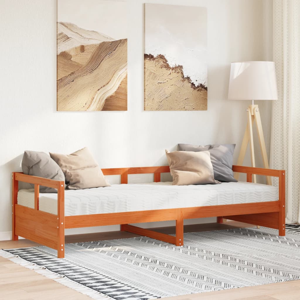 Dormeuse con Materasso Marrone 80x200 cm Legno Massello di Pino | homemem39