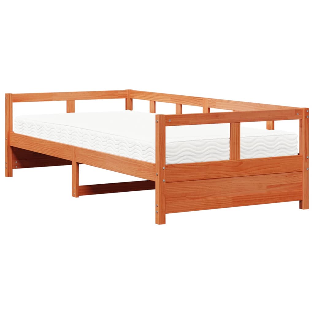 Dormeuse con Materasso Marrone 90x200 cm Legno Massello di Pino