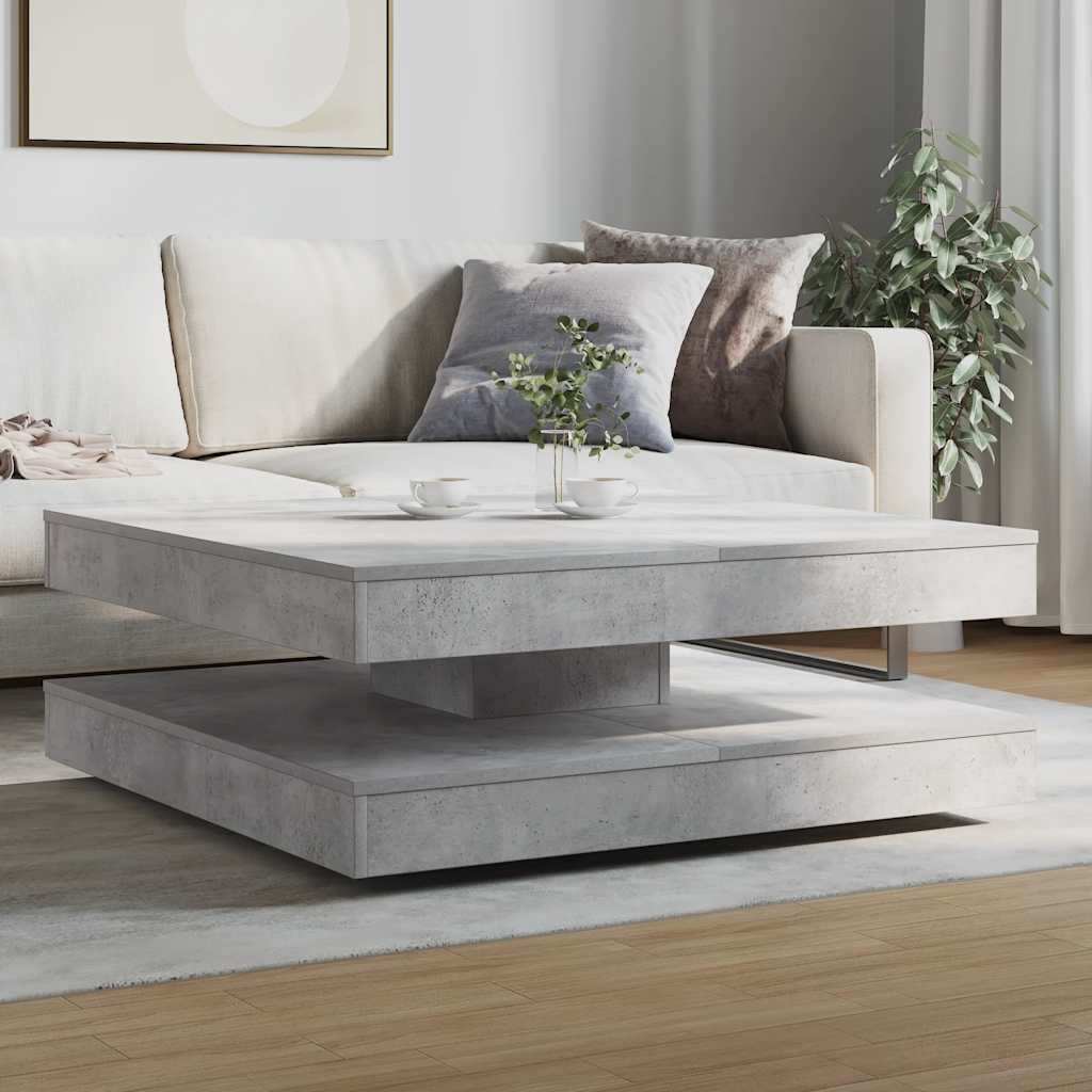 Tavolino da Caffè Girevole a 360 Gradi Grigio 90x90x34,5 cm | homemem39
