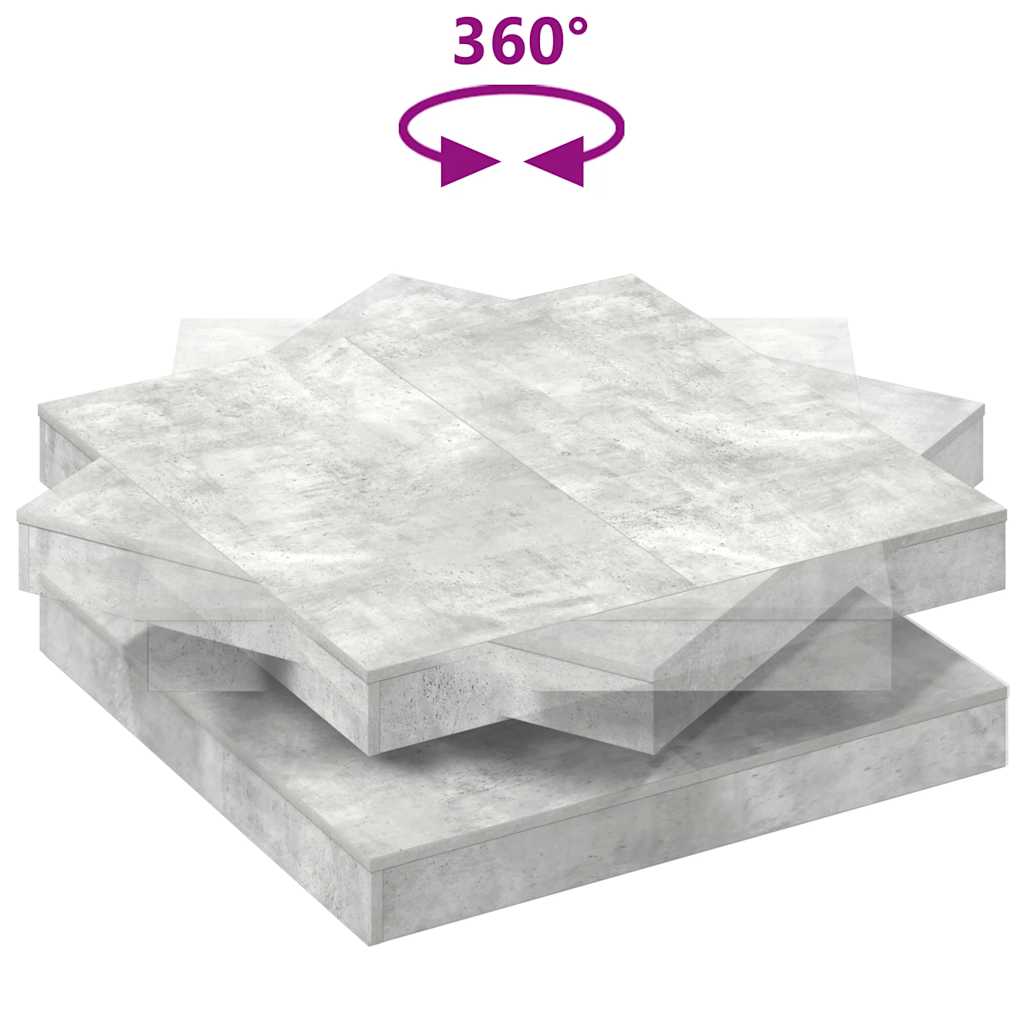 Tavolino da Caffè Girevole a 360 Gradi Grigio 90x90x34,5 cm | homemem39